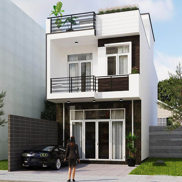 Nha 2 tang gam mau trung tinh