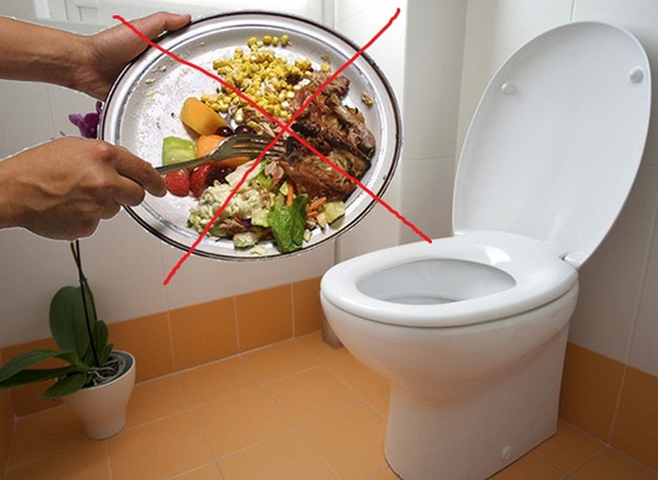 Do thuc an thua vao bon cau